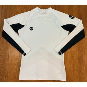 Roxy Womens Rash Guard Top Long Sleeve White Black Surf Swim Athletic